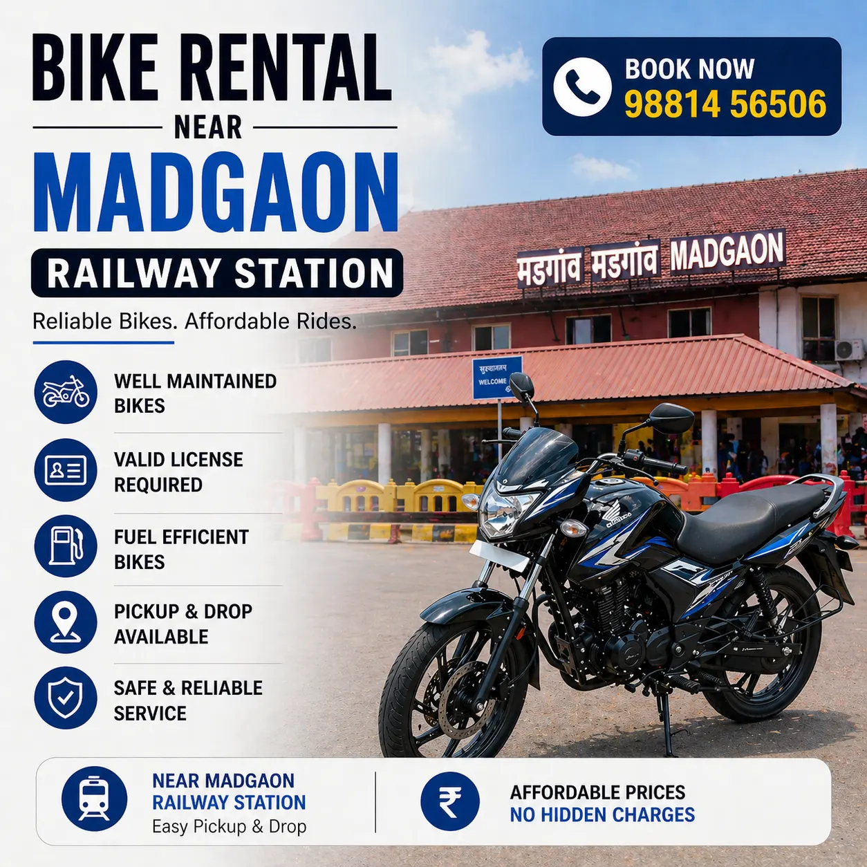 Bike Rental Near Madgaon Railway Station Goa